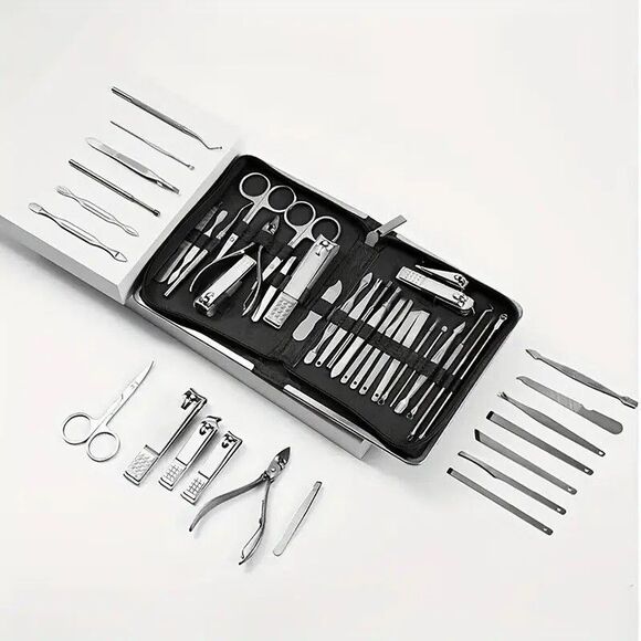 Manicure Pedicure Tools Kit - 26 Piece Manicure Set Professional NEW Black Case - Picture 4 of 6